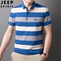 ราคา JEEP SPIRIT Mens POLO Shirt Summer Casual Business Fashion Striped Lapel Short sleeved T shirt POLO Shirt (18214092096)