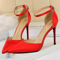 ราคา Summer Women 10cm High Heels Sandals Lady Wedding Bridal Scarpins Silk Heels Fetish Pumps Blue Green Pink Strappy Fashion Shoes (20032313238)