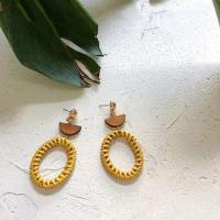 ราคา ต่างหูห้อยหวายสานทำจากไม้โบฮีเมียนตุ้มหูแบบย้อนยุคสำหรับผู้หญิงต่างหูที่แสดงต่อเรขาคณิตแนววินเทจ (13494385313)
