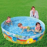 ราคา TeleCorsa สระน้ำ สระน้ำขอบตั้ง Bestway ไม่ต้องสูบลม ใส่น้ำแล้วเล่นได้เลย 6 ฟุต 183x38cm คละสี คละลาย รุ่นRoundSwim fish 183 00E rim p2 (19754813854)
