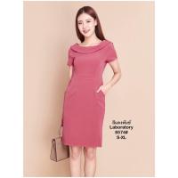 ราคา Laboratory 8574 ชุดทำงานสไตล์เกาหลี ผ้าpolyester คอปาดสีพื้น (16408400759)