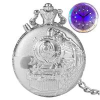 ราคา Luxury Gold Luminous LED Flash Quartz Pocket Watch Train Locomotive Engine Steampunk Quartz FOB Light Watch Gifts for Men Women (16569169380)