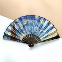 ราคา พัด ขนาด 10 นิ้ว พัดจีน ด้ามจับพลาสติกเนื้อผ้าภาพสไตล์แวนโก๊ะ ราตรีประดับดาว (21271051298)