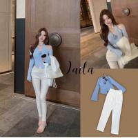 ราคา LAILA Brand LL164 ชุดเซต 2 ชิ้น เสื้อแขนยาวทรงเปิดไหล่คล้องคอ แมทช์กับ กางเกงขายาวเอวเรียบ (21373835718)