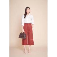 ราคา กางเกงผ้าลินิน5ส่วนทรงขากระบอกใหญ่เอวสูงทรงสวยใส่สบาย (19467600863)