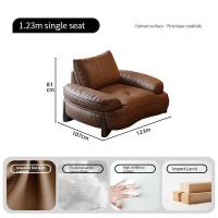 ราคา Oylif โซฟาหนังแท้ โซฟาโค้ง โซฟาวินเทจ ห้องนั่งเล่น โซฟาชุดเล็ก brown sofa Italian minimalist OY1107 (20879347429)