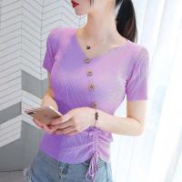 ราคา ส่งเร็ว Kaykai Shop พร้อมส่ง เสื้อคอวีแขนสั้น แต่งกระดุมด้านหน้า เชือกรูดด้านล่าง A070 (21167567560)