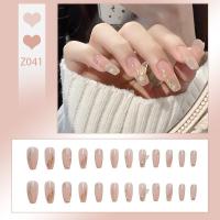ราคา 24ชิ้นของก็อปคุณภาพสูง NaiIs กับ GIue สั้น Iong เล็บปลอม A Rt Lce Camellia แป้งไข่มุกเล็บโปร่งใส (20826404606)