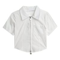 ราคา เสื้อครอปแขนสั้น คอปกโปโล มีซิป สไตล์เกาหลี สําหรับผู้หญิง A10 (20813018581)