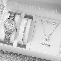 ราคา Fashion Rhinestone Women Quartz Watches Stainless Steel Band Wrist Watch Diamond Jewelry Set (21052911383)