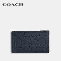 ราคา COACH ที่ใส่การ์ดผู้ชายรุ่น Zip Card Case In Signature Leather สีฟ้า CH744 DDE (19544958779)
