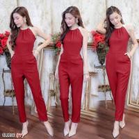 ราคา จั้มสูทเว้าไหล่ขายาวผ้าโฟเวย์สีพื้น (3483460962)