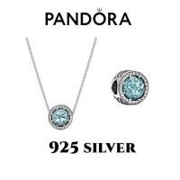 ราคา ส่งจากกรุงเทพ Pandora เงิน925 สร้อยคอ 6สีเลือกได้ Round Brilliant Halo Necklace ของขวัญสำหรับคนพิเศษ ของแท้ 100 (16936357546)