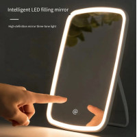 ราคา กระจกเครื่องสำอาง ไฟ Led 3สี ดวงกระจกเติมไฟตั้งโต๊ะกระจกโต๊ะเครื่องแป้งในห้องน้ำแบบพกพาพร้อมไฟ LED กระจกแต่งหน้าพับได้ (20945111984)