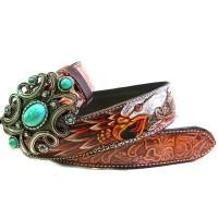 ราคา เข็มขัดหนังวัวเย็บขอบ งานอัดเครื่อง แบบลายนกอินทรี หัวนกทอง ซื้อเข็มขัด พร้อมใส่ (19737438675)