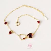 ราคา Rosenmarry สร้อยข้อมือพลอยแท้ โกเมน ตัวเรือนเงินแท้ 925 ชุบทอง จัดส่งฟรี RB041 พลอยแท้เสริมดวง ของขวัญ (20098207599)