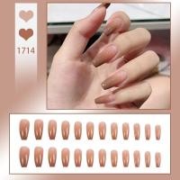 ราคา NaiIs เล็บปลอม24ชิ้นกับ GIue Short Iong เล็บปลอม Rt Lce Camellia แป้งไข่มุกเล็บโปร่งใส (20825980075)