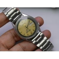 ราคา นาฬิกา Vintage มือสองญี่ปุ่น Seiko 5 Five ระบบ Automatic Day Date 6319 6090 ผู้ชาย ทรงกลม กรอบเงิน หน้าสีเหลือง หน้าปัด 34มม สายสแตนเลสใช้งานได้ปกติ สภาพดี ของแท้ ไม่กันน้ำ (20408501485)