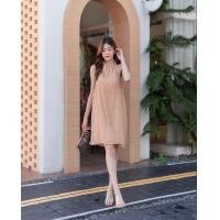 ราคา Lady MADE Kloset ชุดพลีทสั้น ชุดเดรสสั้นสีเบจ ชุดเดรสสวยมาก ชุดออกงาน ชุดออกเดท LM013 (17181005216)