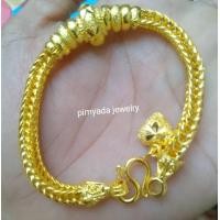 ราคา สร้อยข้อมือสี่เสาเนื้อทองเหลืองแท้ขนาด3บาทชุบทอง (20793485789)