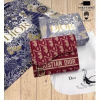 ราคา กระเป๋าสตางค์ผู้หญิงใบสั้น ดิออร์ กระเป๋าตังค์สองพับ ใส่ธนบัตร ผ้าทอ (18235859889)