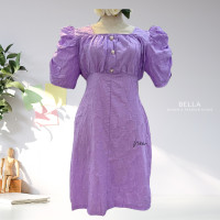 ราคา จัดส่งฟรี BELLA พลัสไซส์ เดรสสาวอวบ ผ้าด๊อบบี้ DS33 L 40 44 เดรสสาวอวบหรูๆ แบรนด์ไทย (21279388065)