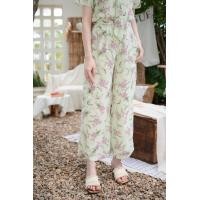 ราคา prettythingonme Hwa Pant mint floral กางเกงขายาวผ้าชีฟองเกาหลีสีเขียวมิ้นลายดอกไม้สีชมพูหวาน เก็บทรงตีเกร็ดด้านหน้า ทรงดีน่ารัก (20030648551)