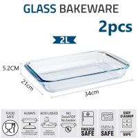 ราคา ถาดอบแก้ว ถาดอบอาหาร แก้ว ไมโครเวฟได้สามารถ เข้าเตาอบได้ Glass Baking Dishes set 4pcs 1L 1 5L 2L 3 5L (20692615549)