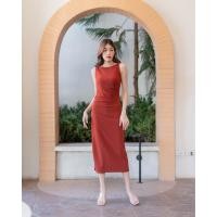 ราคา Lady MADE Kloset เดรสยาวคอปาด เดรสสีน้ำตาลส้มอิฐรุ่นเลดี้ Lady LM001 เดรสสวย ใส่ออกงาน เดรสใส่ทำงาน (17128356974)