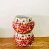 ราคา ถ้วยอาหารกรงนกหัวจุกคละสี 1 คู่ ถ้วยเบญจรงค์เคลือบลายทอง 3 ไซด์ จำหน่ายเป็นคู่ (12878714518)