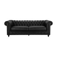 ราคา INDEX LIVING MALL โซฟาหนังแท้ผิวสัมผัส 3 ที่นั่ง รุ่นคลาสสิเค่อ สีดำ (6789814109)