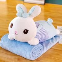ราคา ตุ๊กตาหมอนผ้าห่มลายน้องกระต่าย คุณภาพดี ขนาดตุ๊กตา 30 60cmผ้าห่ม 110 150cm สีPink (5615388069)