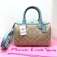 ราคา กระเป๋าถือ COACH แท้ ทรงหมอน ทรงยอดนิยม สีสวย มีสายยาว ลดราคาล้าง stock COACH 32203 SIGNATURE BENNETT SATCHEL Seafoam Clearance (20762765999)