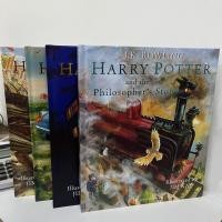 ราคา Harry Potter 4 Books set Hardcover The Illustrated Edition Large Format Full color English classic book for children (20696410607)