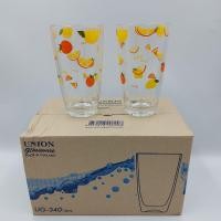 ราคา 1กล่องมี6ใบ แก้ว แก้วใสพิมพ์ลายส้ม แก้วน้ำ แก้วUnion UG 340 (17772793347)