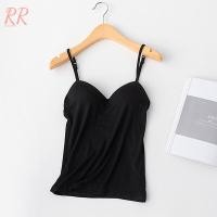ราคา RR Womens Comfy Vest With Built In Bra V Neck Sleeveless Adjustable Strap Tank Top Tank Top Vest Top For Women Girls Ladies Summer V Neck Casual With Built In Bra Adjustable Strap (15591440044)