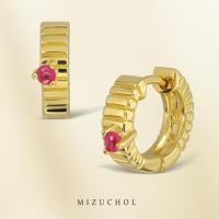 ราคา Mizuchol ต่างหูเงินแท้ชุบทองคำแท้ 18K ประดับพลอยทับทิม Ruby Taste of the lips Earrings Ruby (13636925377)