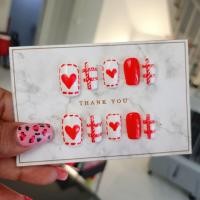 ราคา เล็บปลอมสำเร็จรูป โทนสีแดง เหมาะทุกเทศกาล แถมฟรีกาว ตะไบ (21177954875)