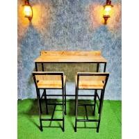 ราคา โต๊ะบาร์ โต๊ะกาแฟ พร้อมเก้าอี้2ตัว สุดหรู loft style ทรงสูง ไม้ยางพาราประสาน Bar table with 2 chairs (10676106377)
