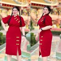 ราคา เดรสสาวอวบ เดรสผ้าวูลเวฟอก38 48 D19 (21288424642)