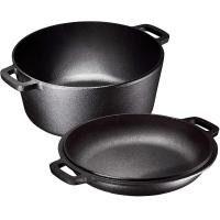 ราคา 26 cm 5L Cast Iron Pot with Frying Pan 2in1 Dutch Oven Large 5 Quart Dutch Oven Pot with Lid Heavy Duty Cast Iron Pot with Frying Pan (20959872417)