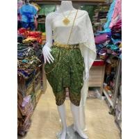 ราคา ชุดไทยผู้หญิง เซตโจงกระเบนผ้าพิมพ์ทองใส่คู่สไบเจ็ดการ์ด (20518553595)