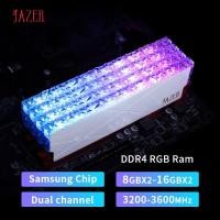 ราคา Jazer RGB RAM DDR4หน่วยความจำ8GB 16GB 16GBx2 8GBx2 DDR4ประสิทธิภาพการโอเวอร์คล็อก3200MHz 3600MHz สำหรับเดสก์ท็อป (21170986514)