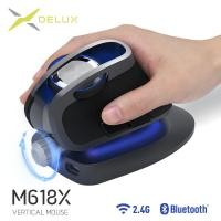 ราคา Delux M618X ปรับมุมได้ไร้สายเมาส์แนวตั้ง BT 3 0 4 0 2 4GHz เมาส์แบบชาร์จตามหลักสรีรศาสตร์สำหรับอุปกรณ์ Windows 4เครื่อง (15576485581)