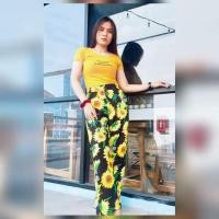 ราคา กางเกงขายาวบิ๊กไซส์ เอวสูงปรี๊ด ทรงขากระบอก ลายดอกทานตะวัน (16549111673)