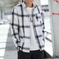 ราคา เสื้อเชิ้ตขนาดพิเศษลายตารางสำหรับผู้ชายเสื้อเชิ้ตแขนยาวลายตารางหมากรุกสีขาวแบบหลวมลำลองสไตล์เกาหลีแบบ M 3XL (20305782325)