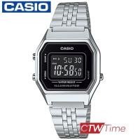 ราคา Casio Standard นาฬิกาข้อมือผู้หญิง สายสแตนเลส รุ่น LA680WA 1BDF สีเงิน จอดำ (7944192759)