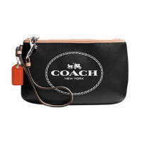 ราคา กระเป๋าคล้องมือ COACH แท้ หนังแท้ ลายรถม้า Coach มีสายคล้องมือและป้ายหนังแท้ ทรงสวย ขนาดกลาง ใส่โทรศัพท์ได้ COACH 51788 Horse and Carriage Leather Medium Wristlet (11862878632)