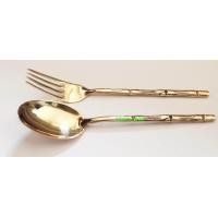 ราคา ช้อนส้อม ทองเหลือง 8 นิ้ว Brass fork and spoon 8 inches (458579172)