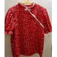 ราคา เสื้อคอจีนลายดอกสีแดงกี่เพ้าอก40ยาว23นิ้ว (21363988796)